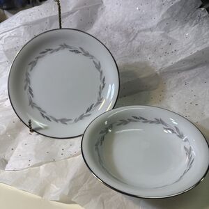 2 sets Noritake Graywood 6041 Fruit Bowl 5.5" & Bread Plate 6.25" Japan